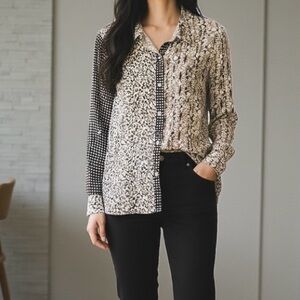 Intro Plaid Button Up Blouse Size Medium